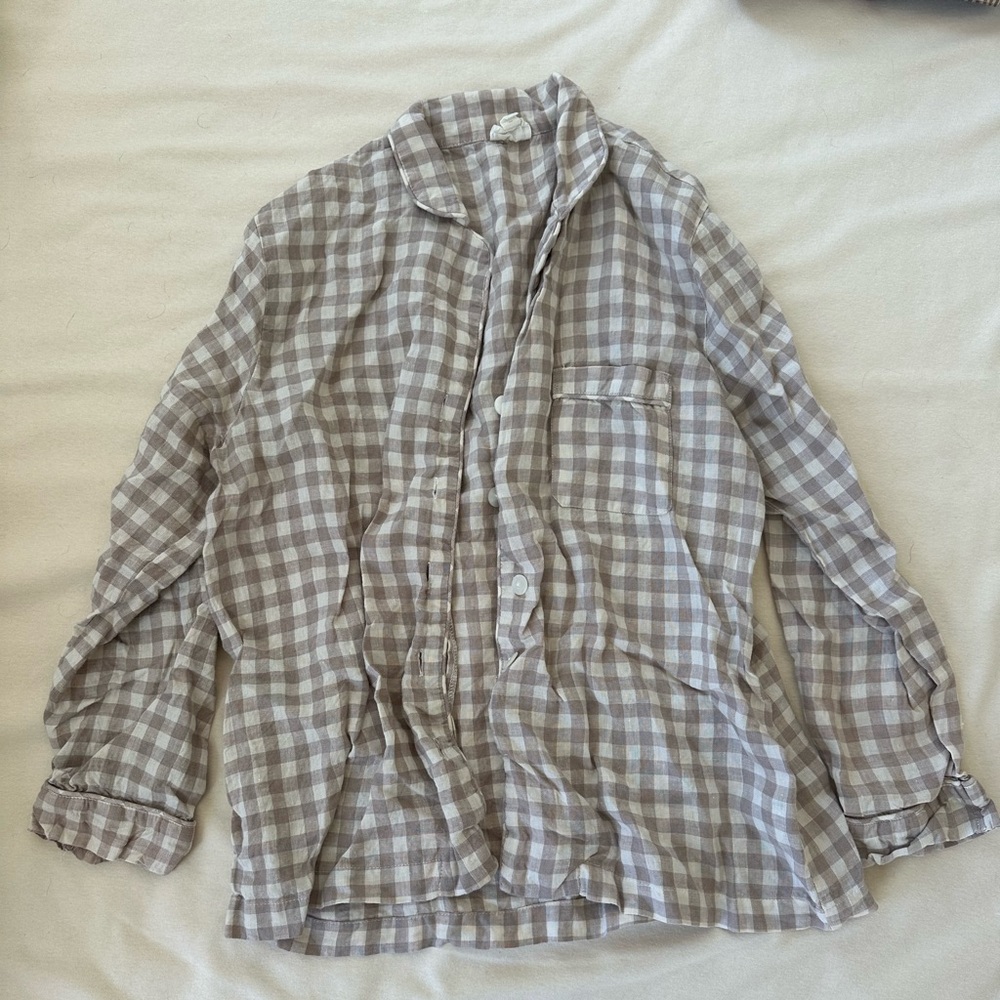 Piglet in Bed Linen Plaid Pajama set size medium shirt pants shorts